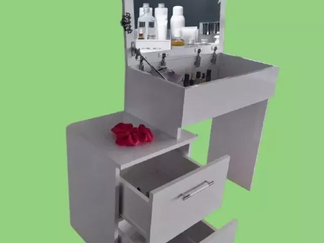 Тоалетка с огледало - Бял Гланц